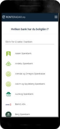 Log-in bilde. Velg bank for å se hvordan renteradar.no fungerer.